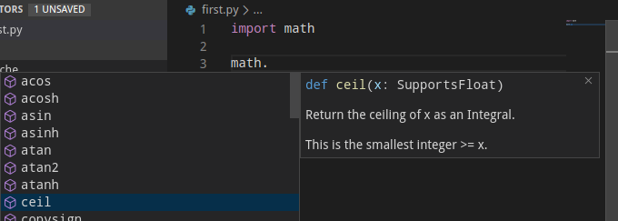 VS Code Completion