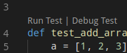 VS Code run test
